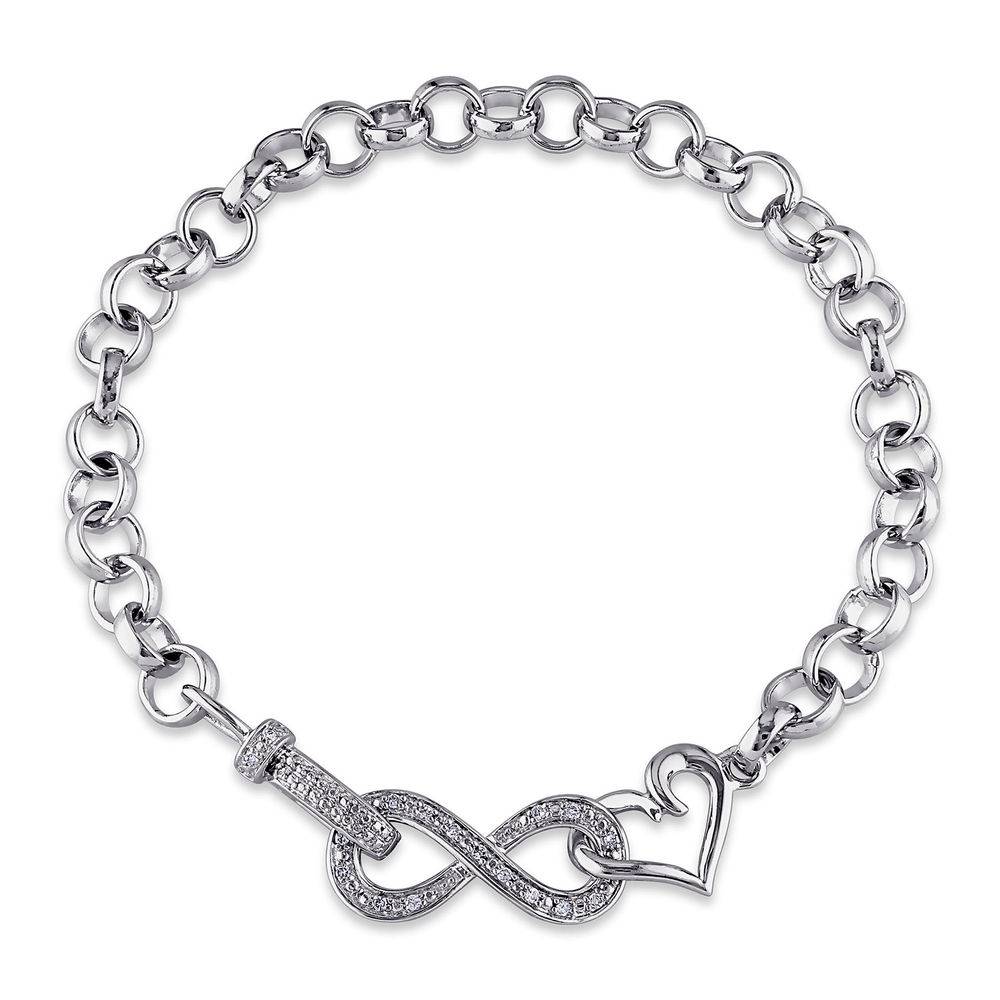 1/10 CT. T.W. Diamond Forever Love Bracelet in Sterling Silver-1 product photo