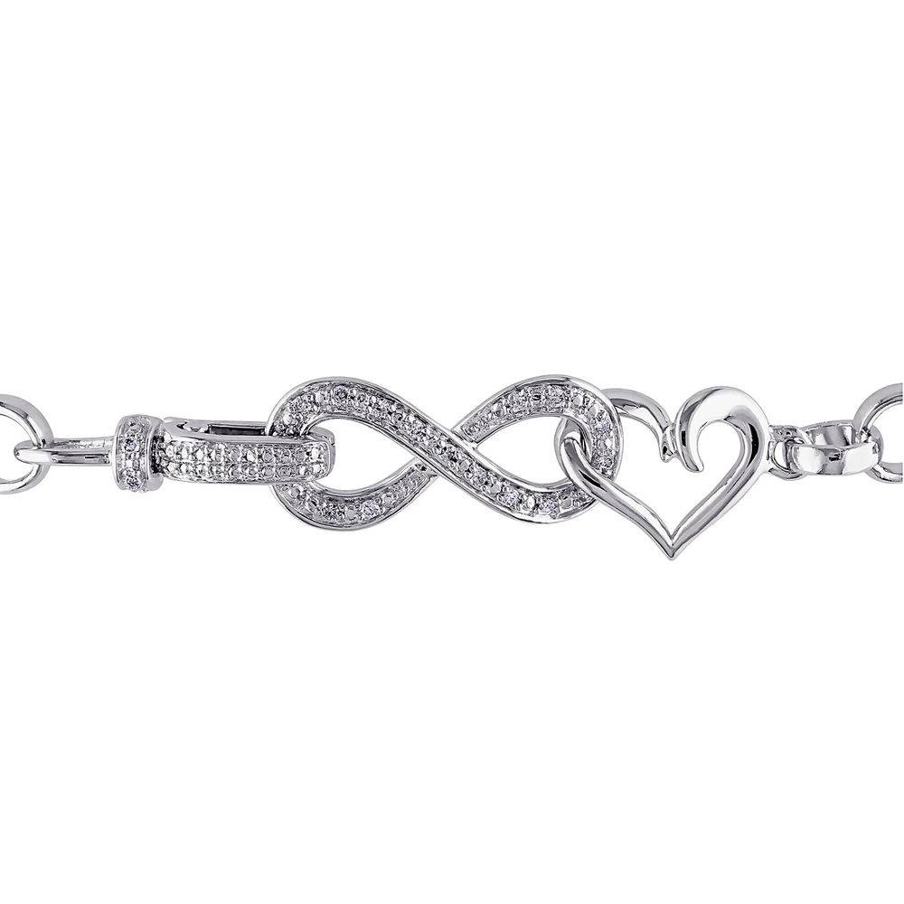 1/10 CT. T.W. Diamond Forever Love Bracelet in Sterling Silver-2 product photo