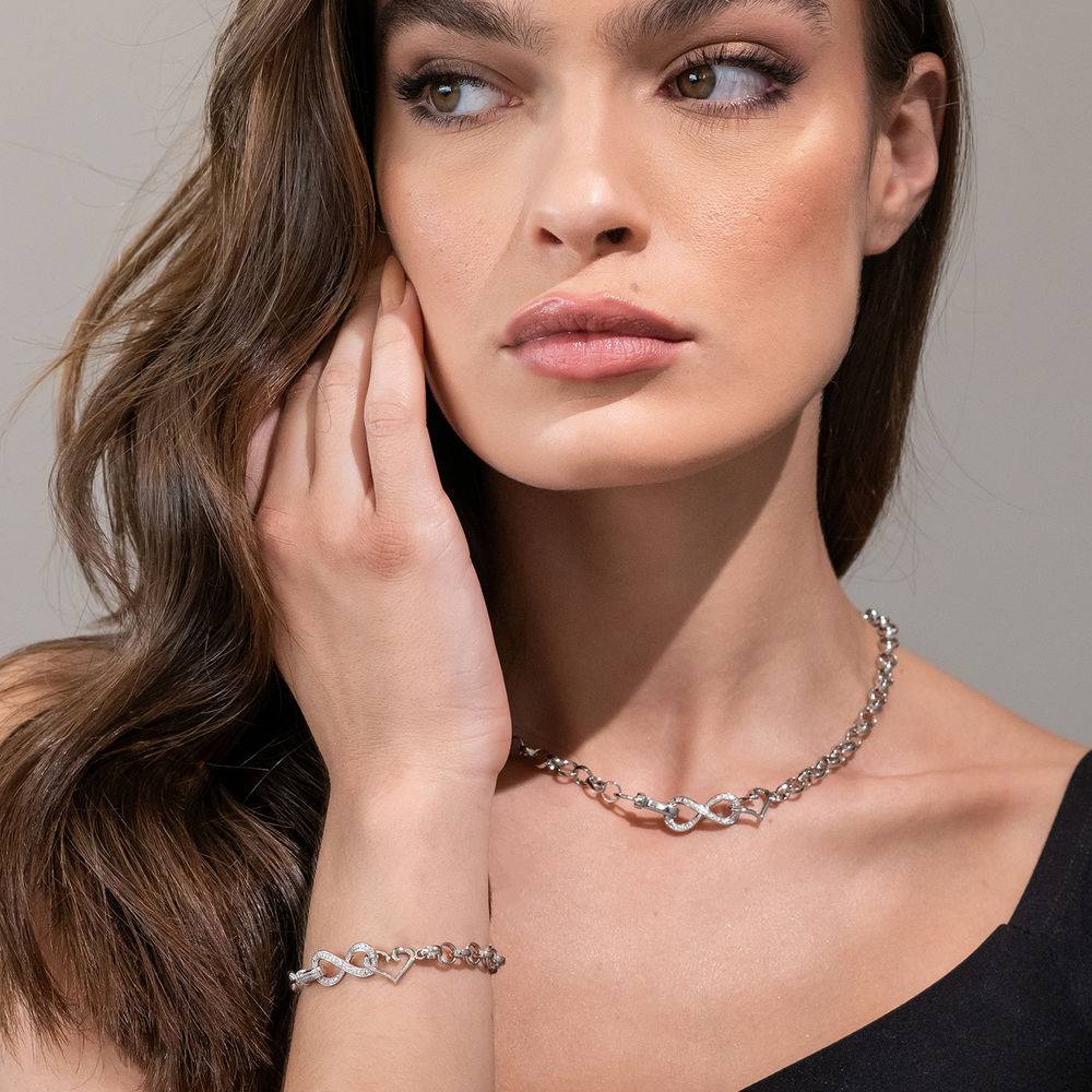 1/10 CT. T.W. Diamond Forever Love Bracelet in Sterling Silver-4 product photo