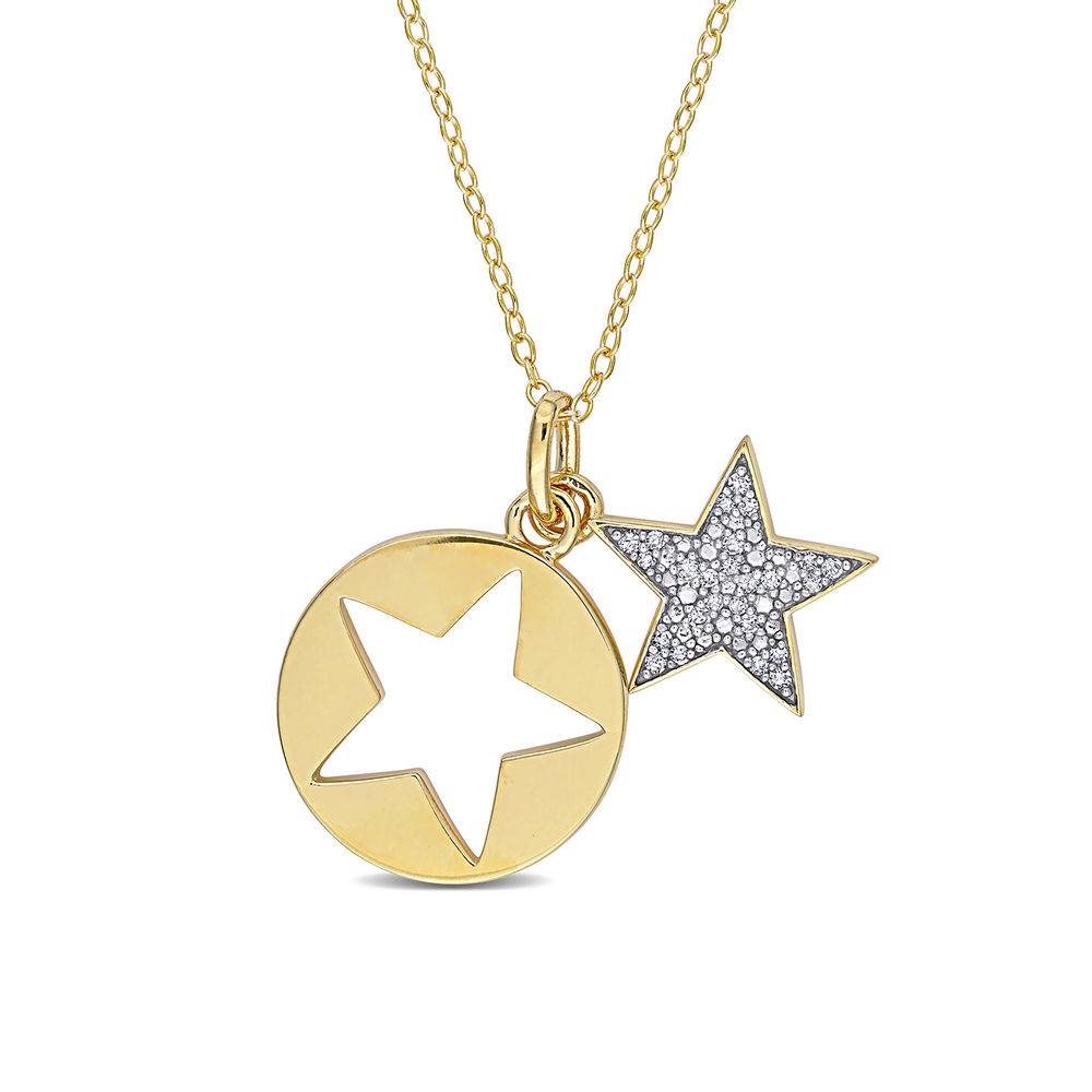 Delina Necklace with Drop Initials & 1CT Diamond in 10K Yellow Gold-1 product photo