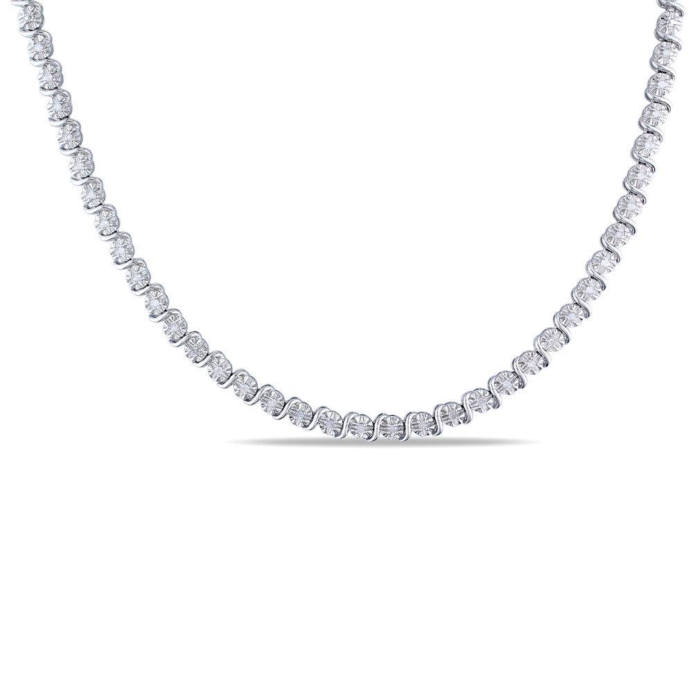 1/2 C.T T.W. Diamond Tennis Necklace in Sterling Silver-1 product photo