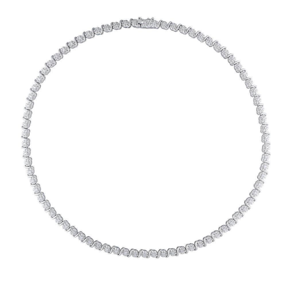 1/2 C.T T.W. Diamond Tennis Necklace in Sterling Silver-3 product photo