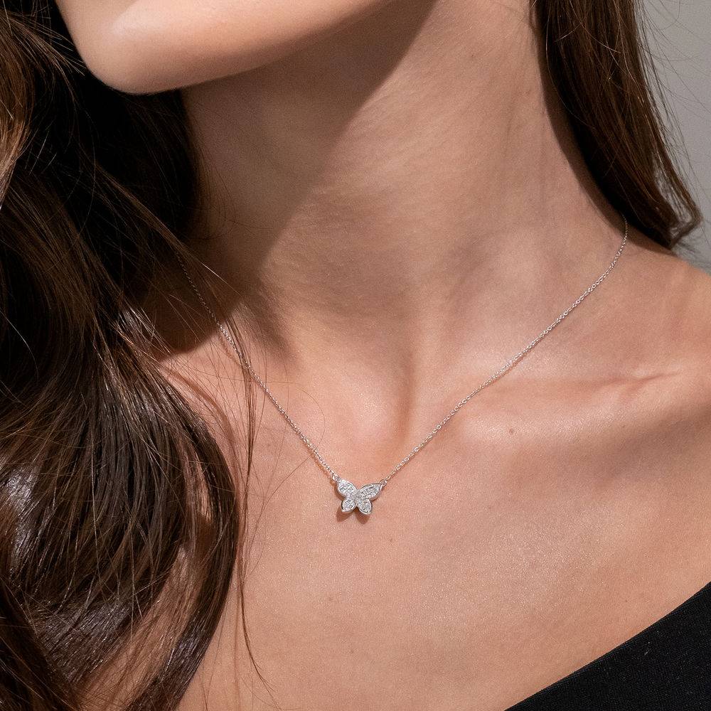 Personalized Family Tree Necklace with Diamond in 18K Rose Gold Plating-1 product photo