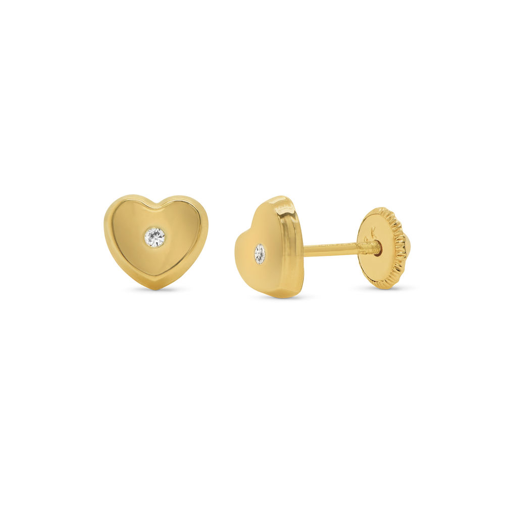10K Gold Heart Stud Earrings-1 product photo