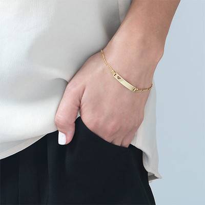 18k Gold-Plated Silver Girl's ID Bracelet with Heart-3 product photo
