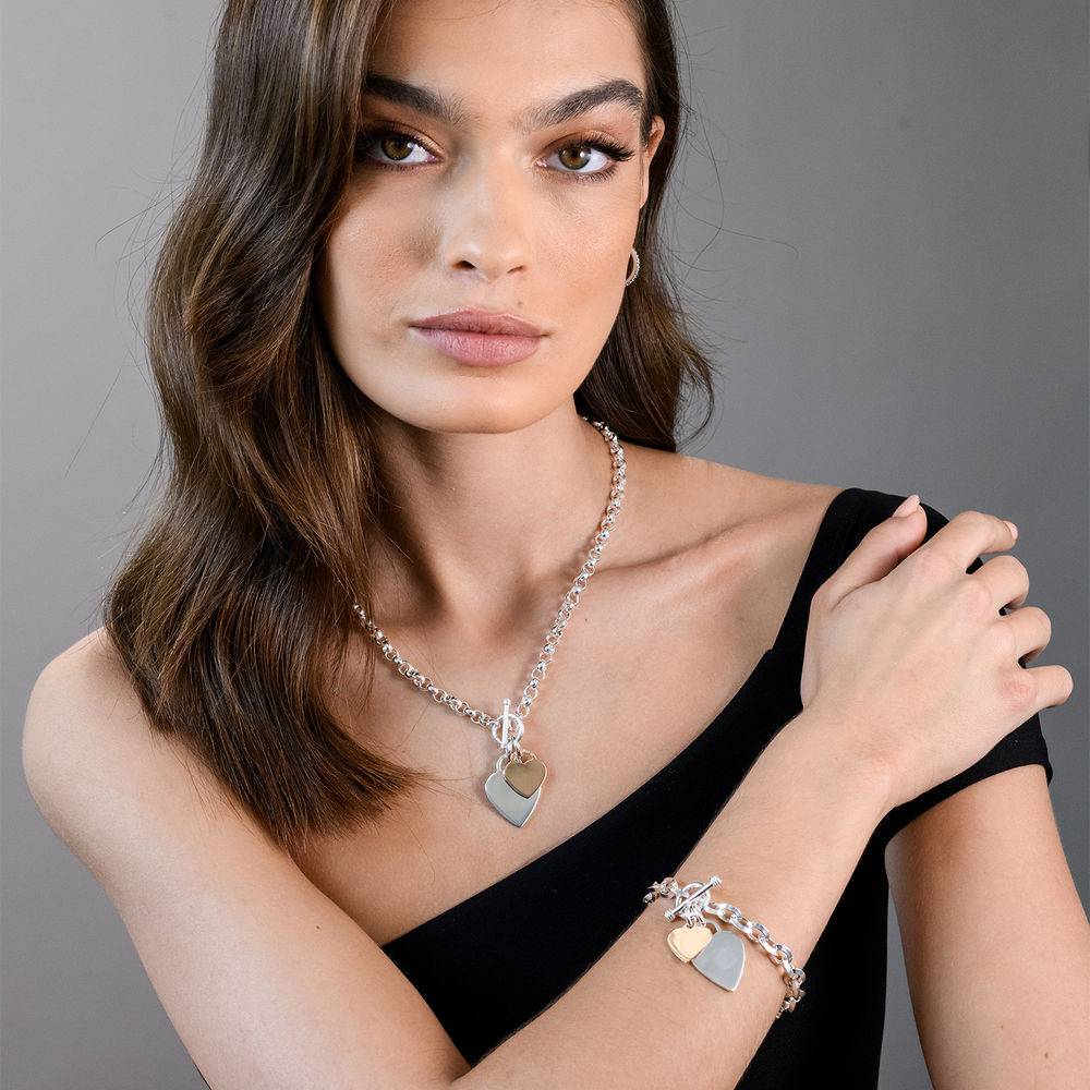 Delina Necklace with Drop Initials & 0.25CT Diamond in 10K Yellow Gold-1 product photo