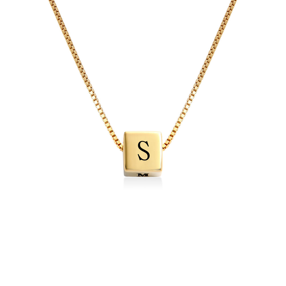 Blair Initial Cube Necklace in Gold Vermeil-1 Blair Initial Cube Necklace in Gold Vermeil-1 product photo
