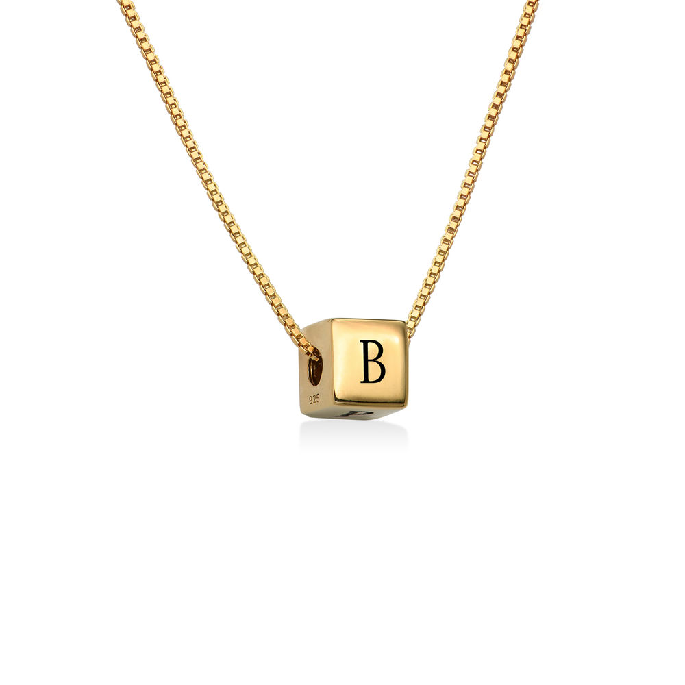 Blair Initial Cube Necklace in Gold Vermeil-2 Blair Initial Cube Necklace in Gold Vermeil-2 product photo
