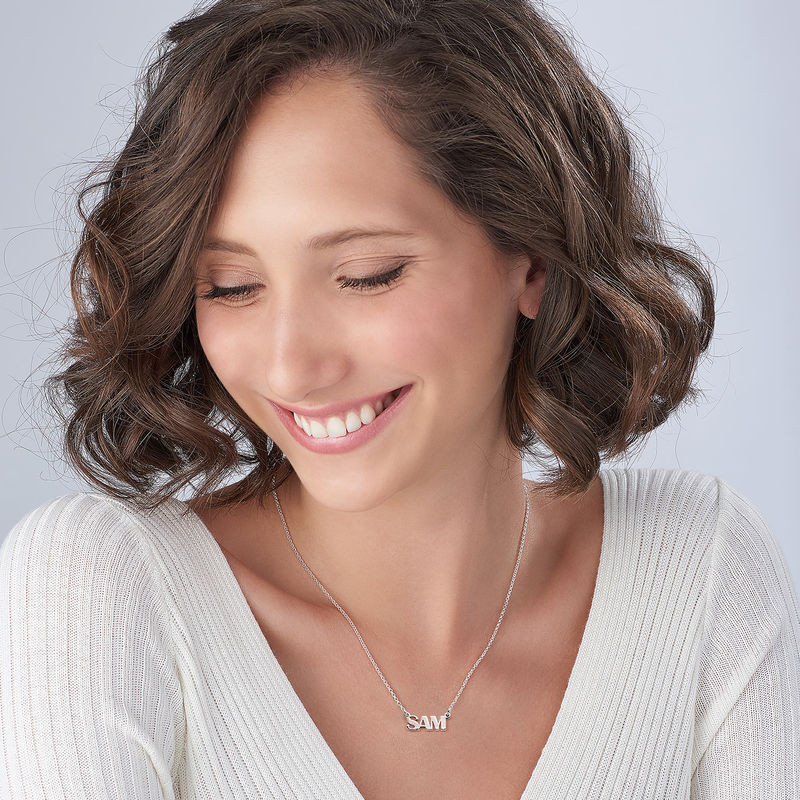 Capital Letters Name Necklace in Sterling Silver-2 product photo