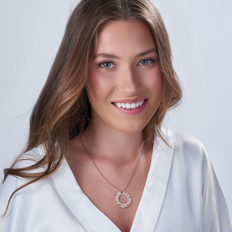 Terry Birthstone Heart Necklace with Engraved Names in 18K Rose Gold Plating-1 product photo