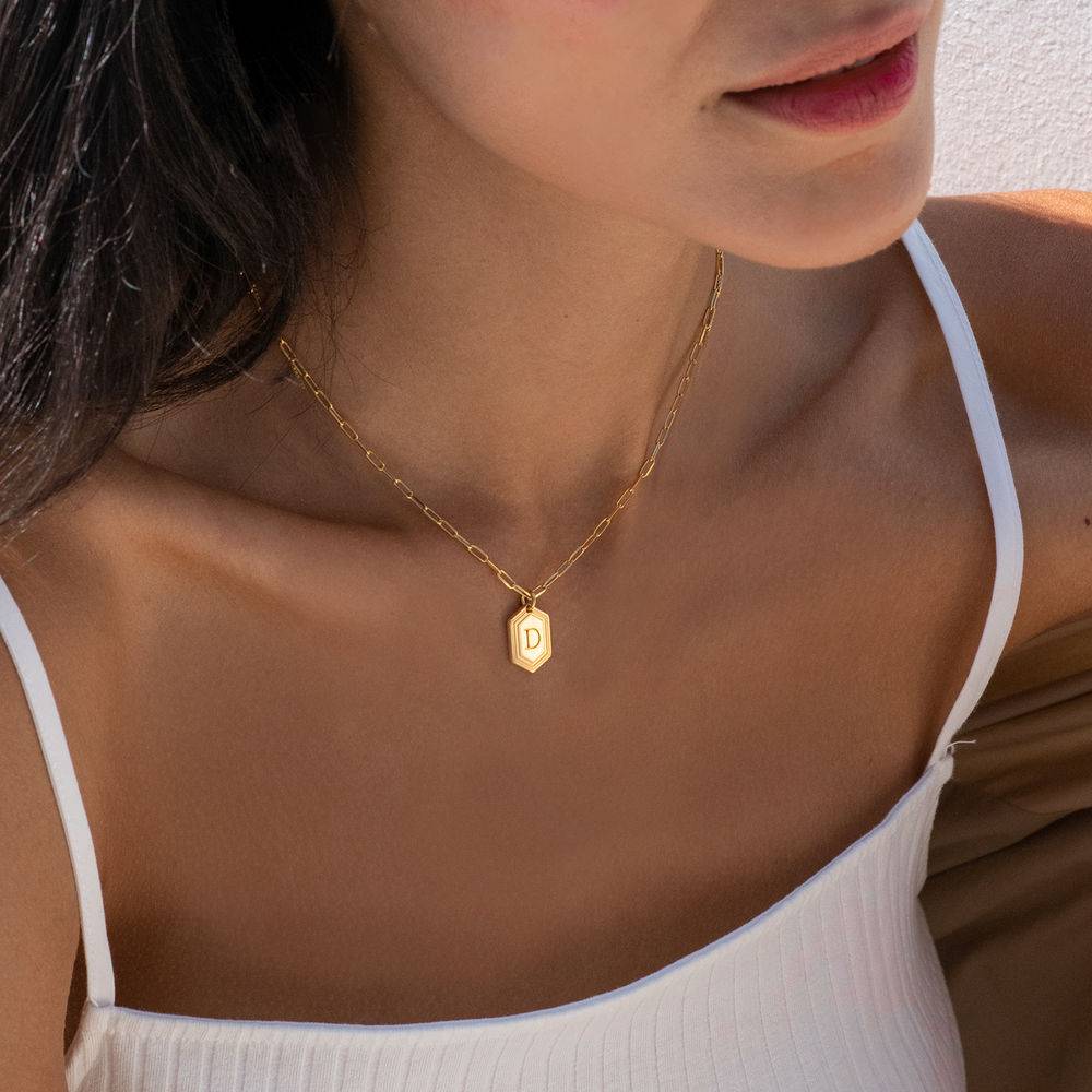 Alta Engraved Necklace with Diamonds in 18K Gold Vermeil-1 product photo