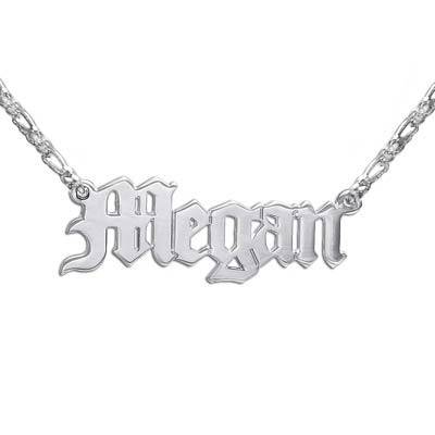Double Thickness Carrie Name Necklace in 14K Solid White Gold-1 product photo