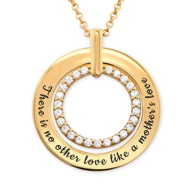 Personalized Triple Heart Necklace with Birthstones in 10K Solid Yellow Gold-1 product photo