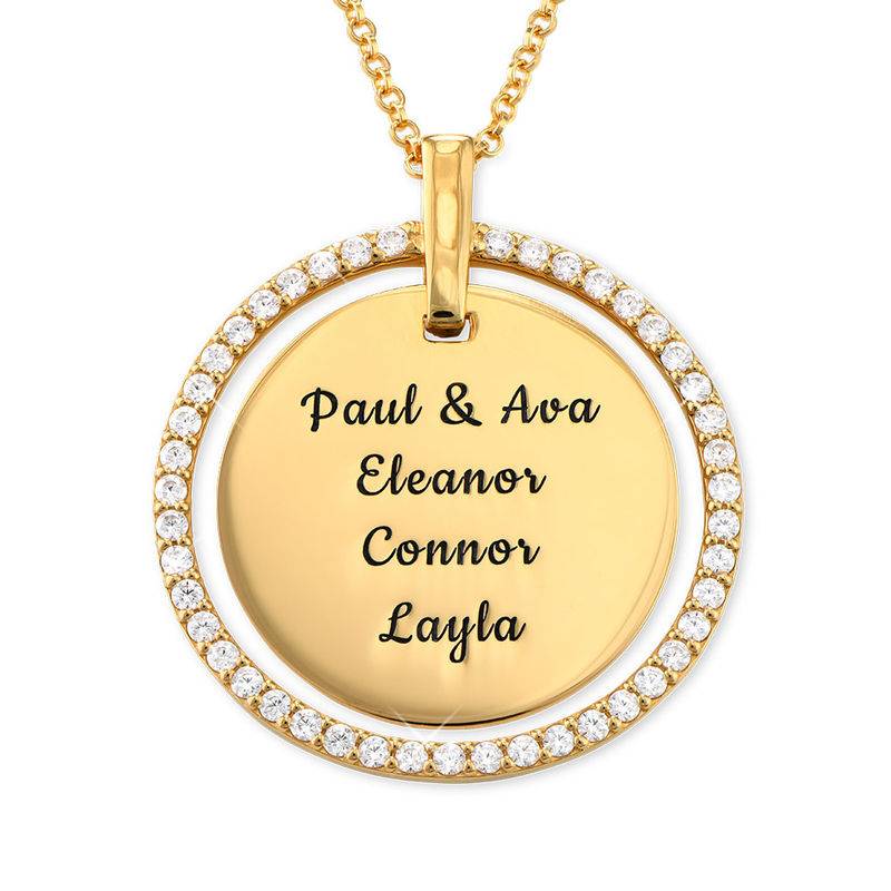 Large Linda Circle Pendant Necklace with 0.10CT Diamond in 18K Gold Plating-1 Large Linda Circle Pendant Necklace with 0.10CT Diamond in 18K Gold Plating-1 product photo