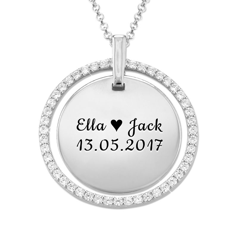 Linda Charm Necklace with Diamond in Sterling Silver-1 product photo