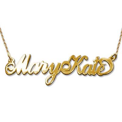 Double Thickness Old English Style Gothic Name Necklace in 14K Solid White Gold-1 product photo