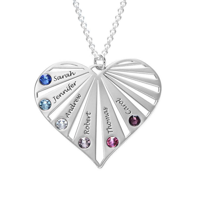 Russian Ring Necklace with 2 Rings and Birthstones in Sterling Silver-1 product photo