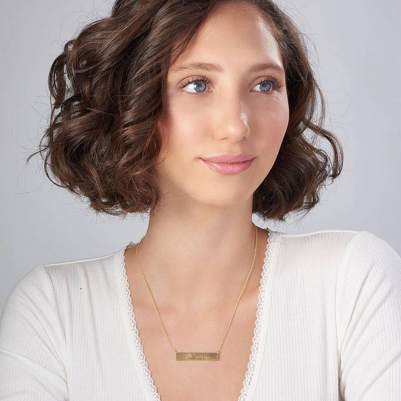 Linda Vertical Name Necklace with Pearl in 18K Rose Gold Plating-1 product photo