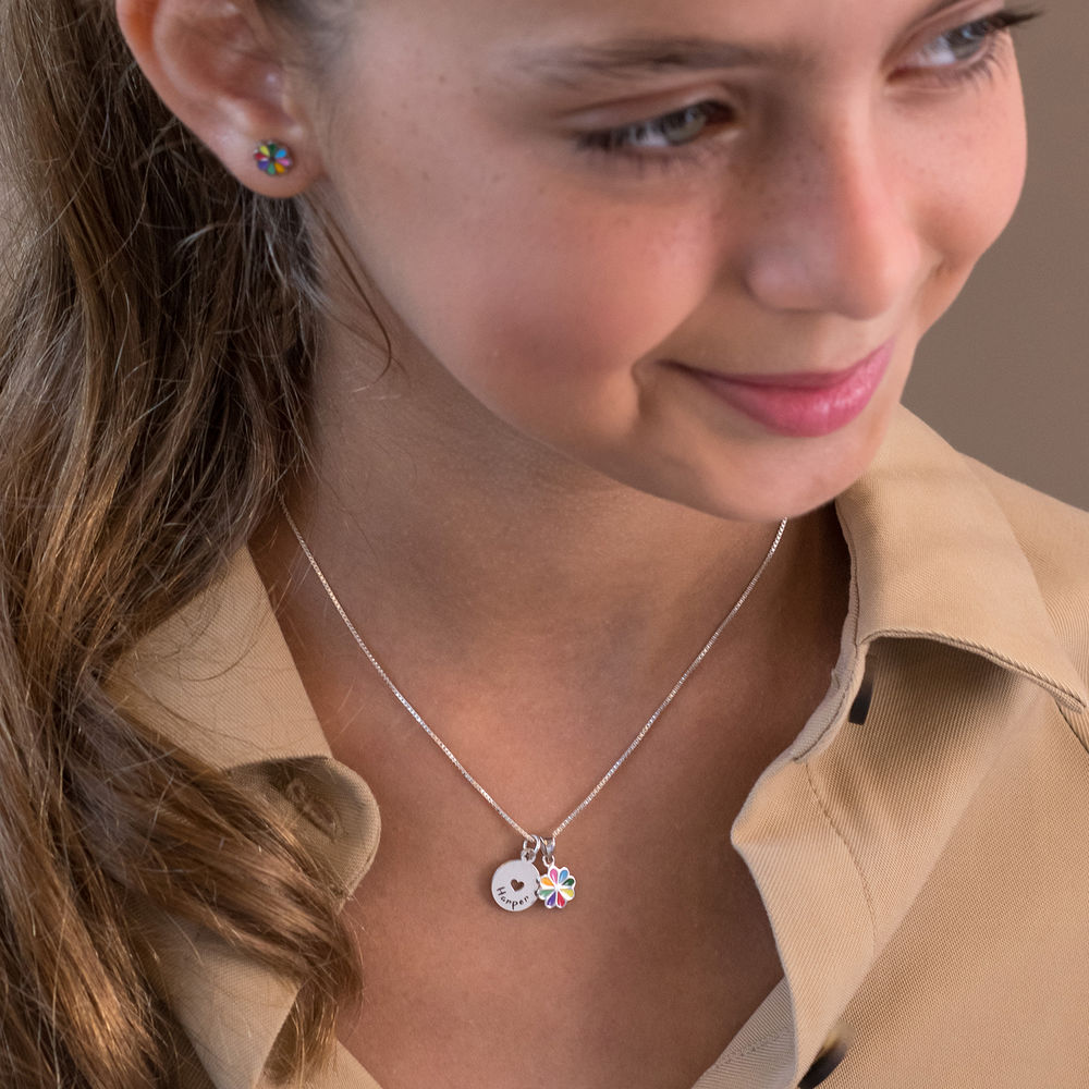 Charming Heart Necklace with Engraved Beads & 1CT Diamond in 18K Gold Plating-1 Charming Heart Necklace with Engraved Beads & 1CT Diamond in 18K Gold Plating-1 product photo