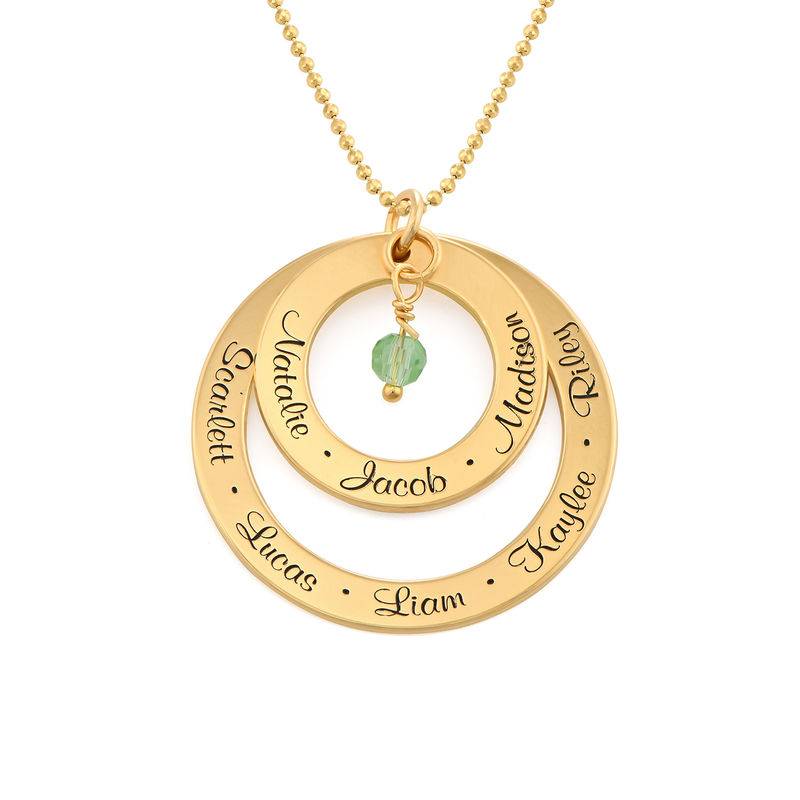 Engraved Couples Necklace with Birthstones in 14K Solid Yellow Gold-1 product photo