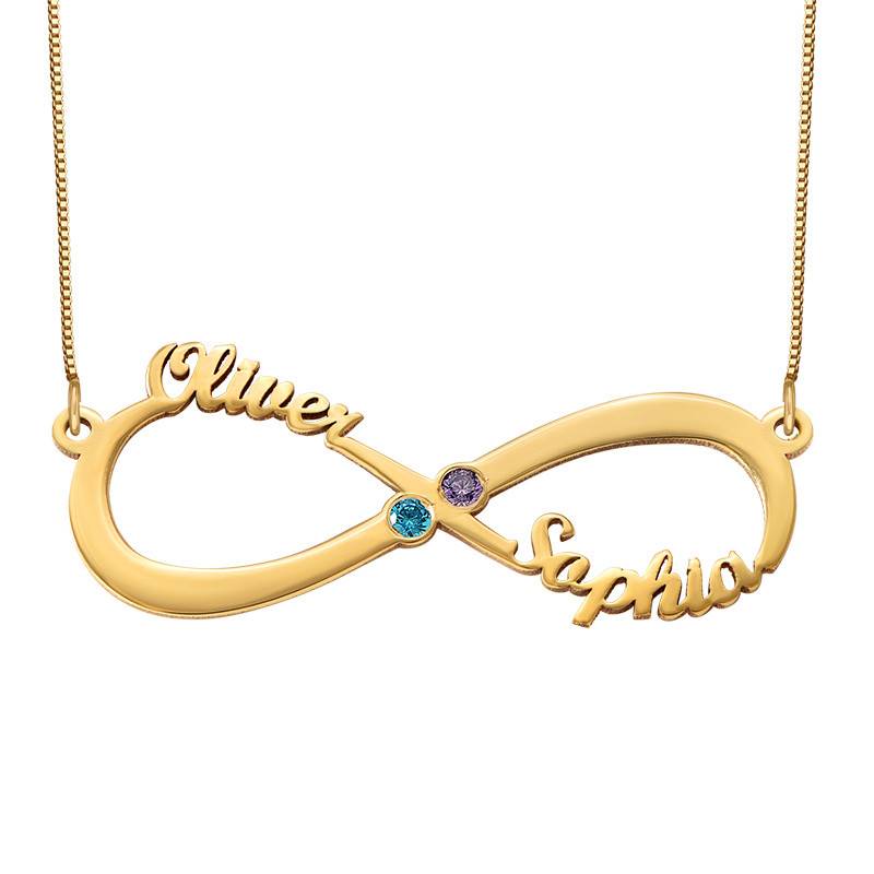 Infinity Name Necklace with Birthstones - 14k Gold-1 product photo
