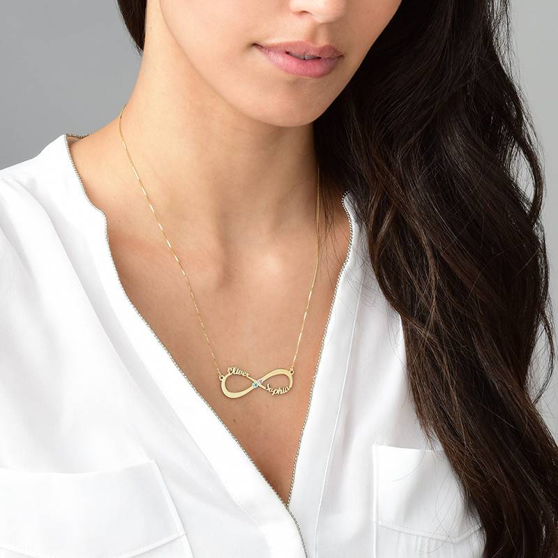 Infinity Name Necklace with Birthstones - 14k Gold-3 product photo