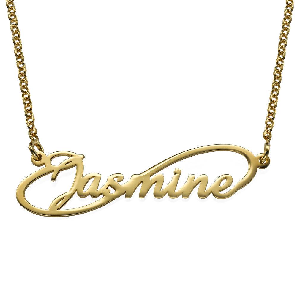 Blooming Birth Flower Arabic Name Necklace with Birthstone in 18K Gold Plating-1 product photo