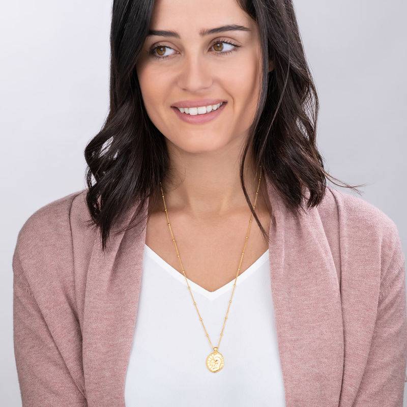 Family Tree Circle Necklace with Diamonds in 18K Rose Gold Plating-1 product photo