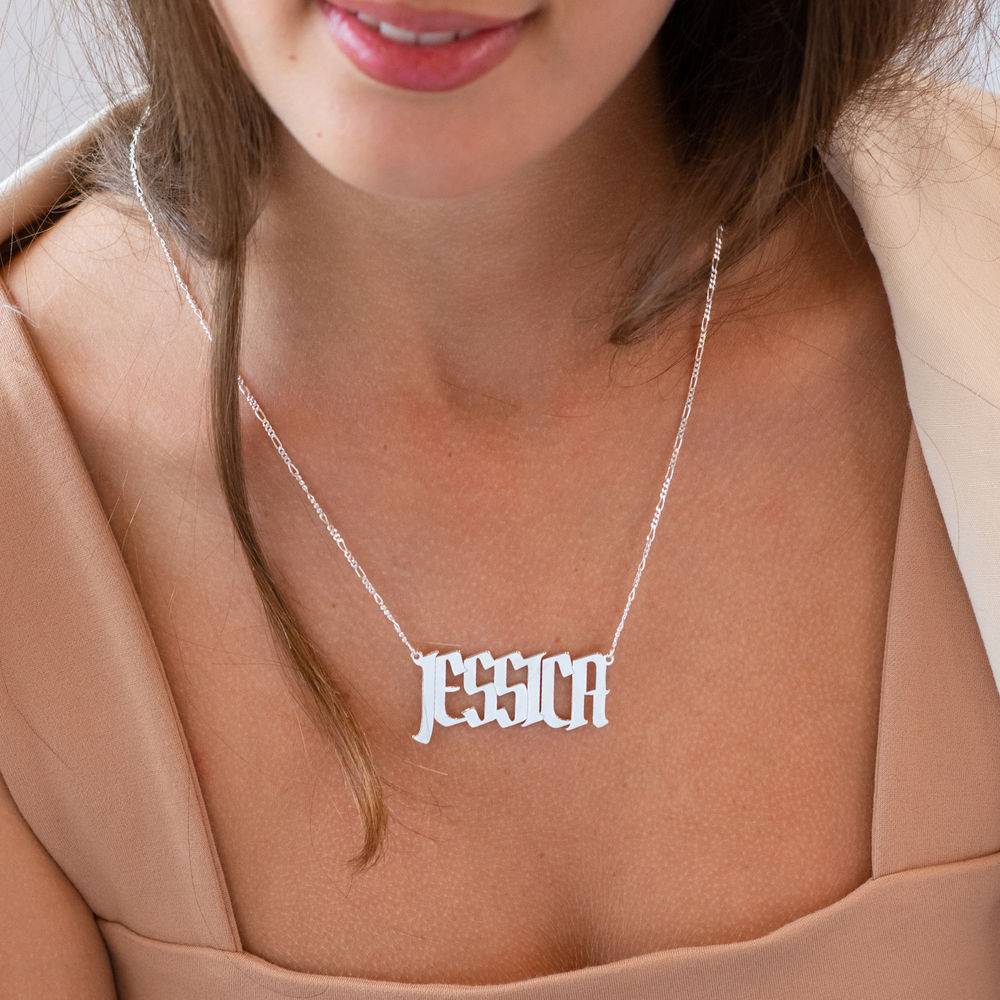 Large Custom Name Necklace - silver-2 Large Custom Name Necklace - silver-2 product photo