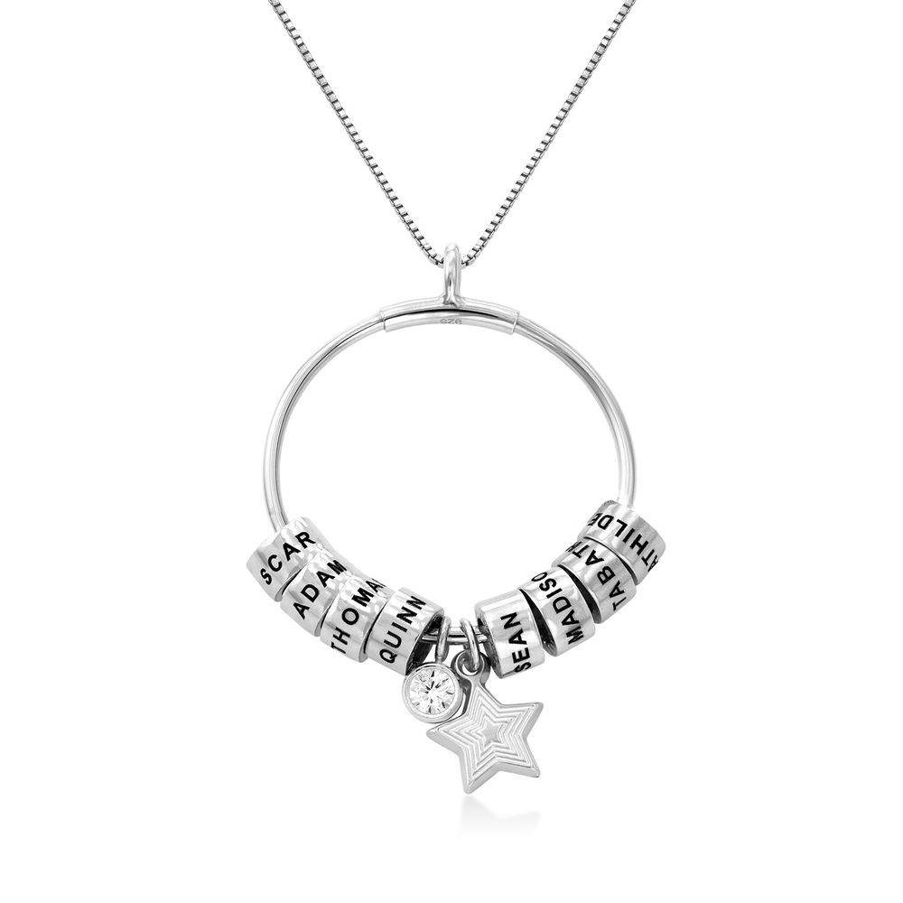 Contour Heart Pendant Necklace with Two Names & 0.05CT Lab Diamond in 18K Gold Vermeil-1 product photo