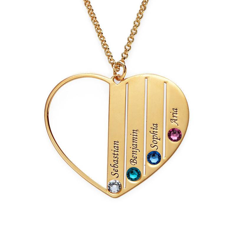 Russian Ring Necklace with 2 Rings and Birthstones in 18K Gold Vermeil-1 product photo