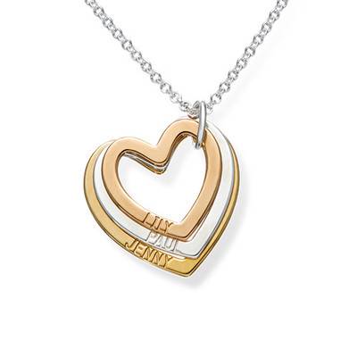 Charming Heart Necklace with Engraved Initial Beads in 18K Rose Gold Plating-1 product photo