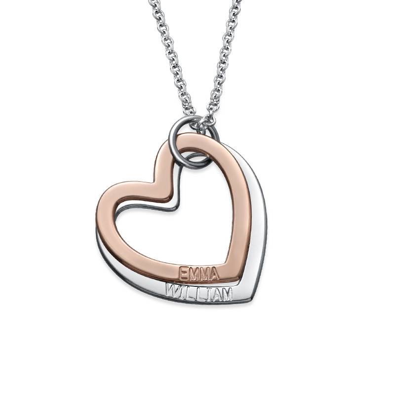 Mom Heart Pendant Necklace with Birthstones in Sterling Silver-1 product photo
