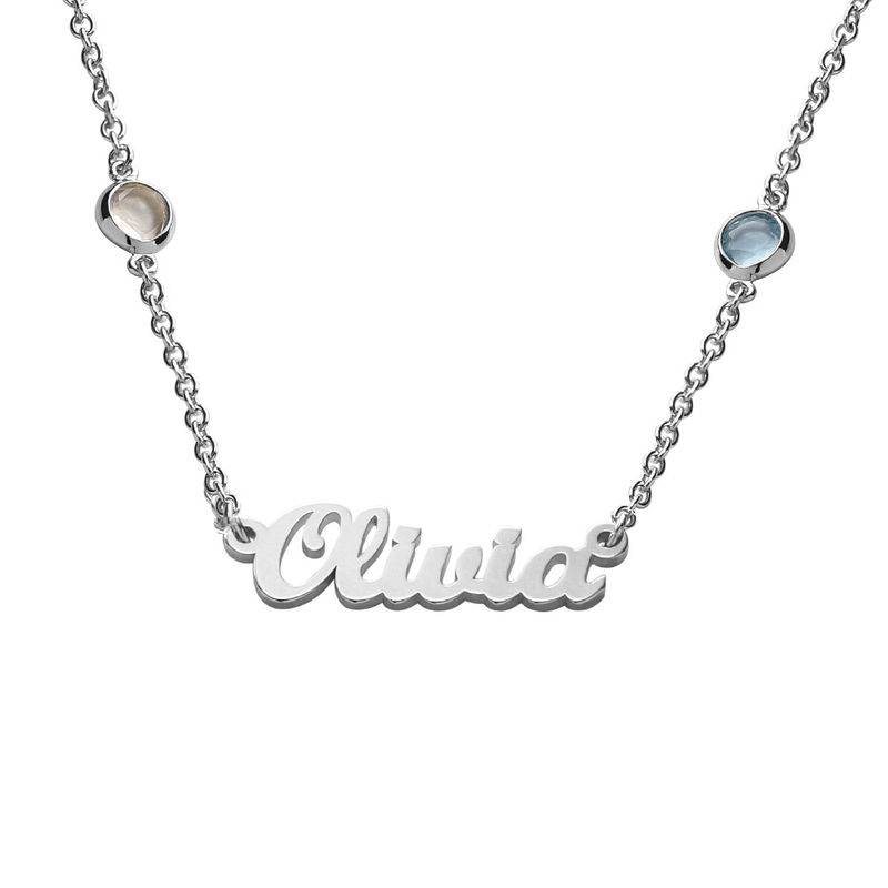 Personalized Family Tree Necklace with Semi-Precious Stone in 18K Rose Gold Plating-1 product photo