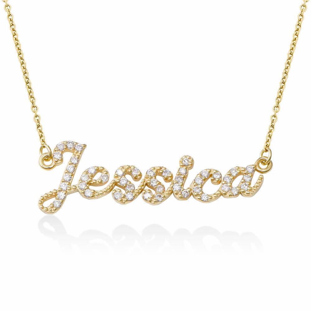 Pave Diamond Name Necklace- 14k solid gold-1 product photo