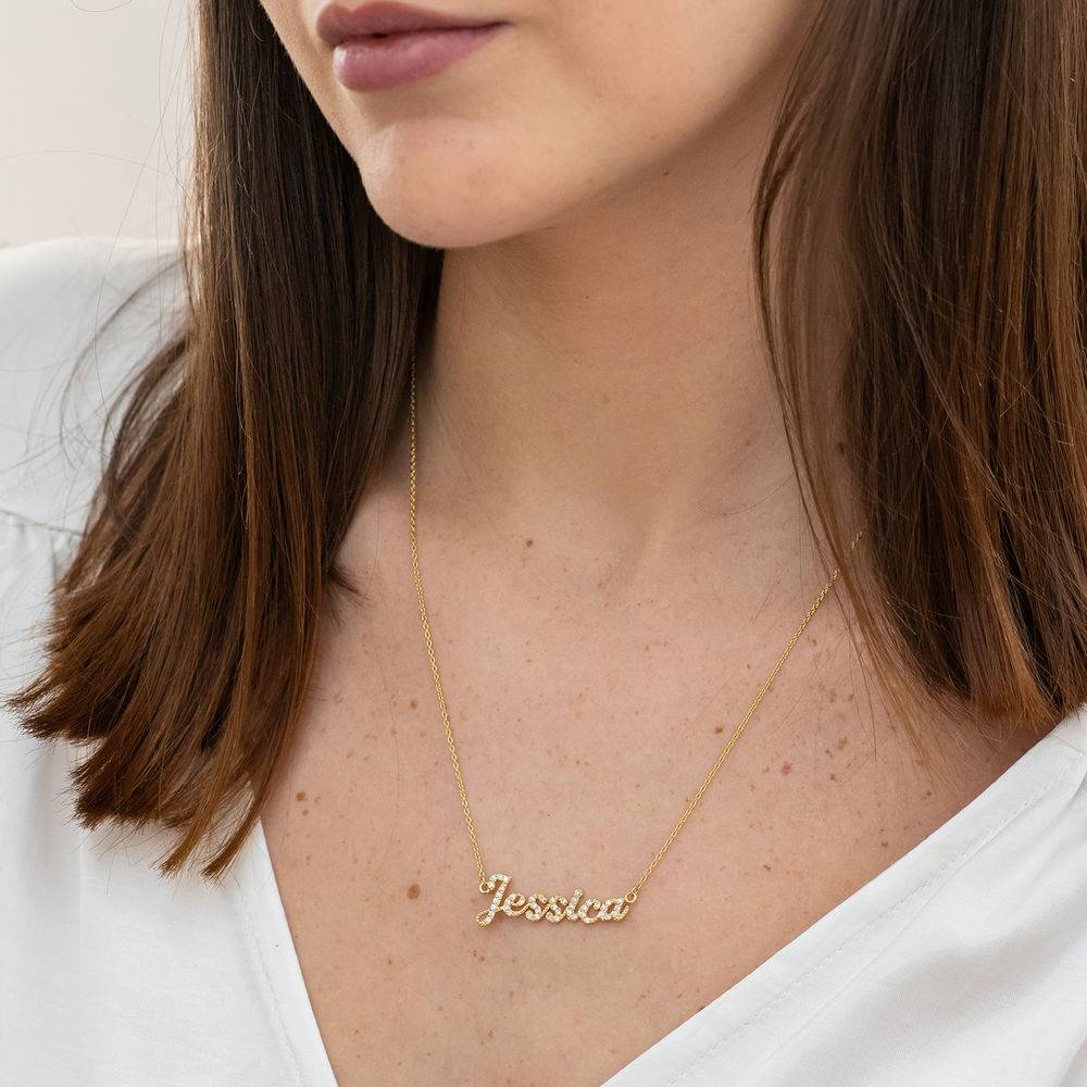 Pave Diamond Name Necklace- 14k solid gold-4 product photo