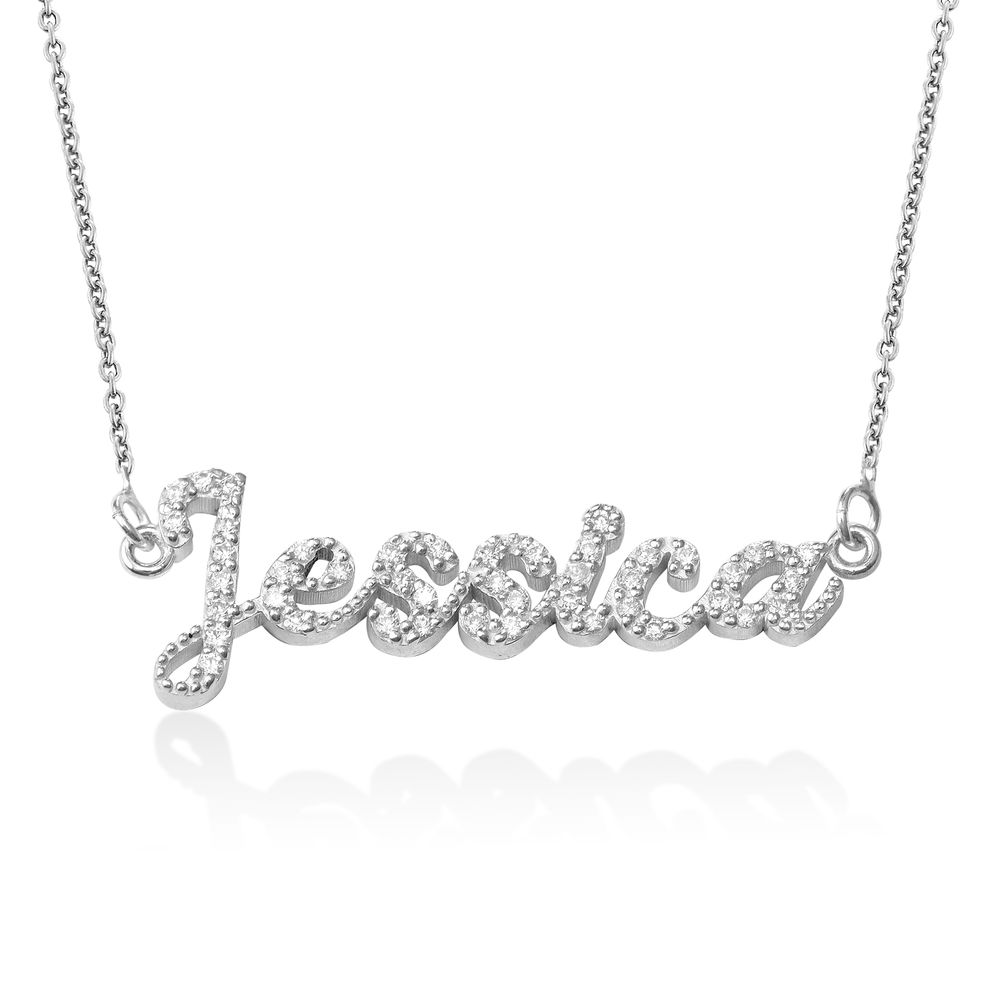 Pave Diamond Name Necklace - sterling silver-1 product photo