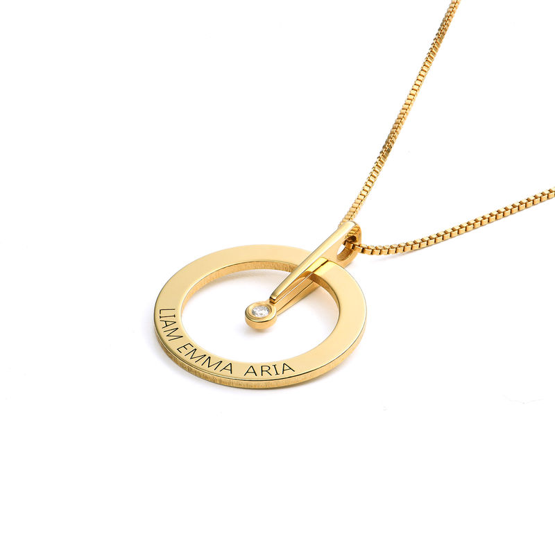 Personalized Circle Necklace with Diamond in 18K Gold Vermeil-2 product photo
