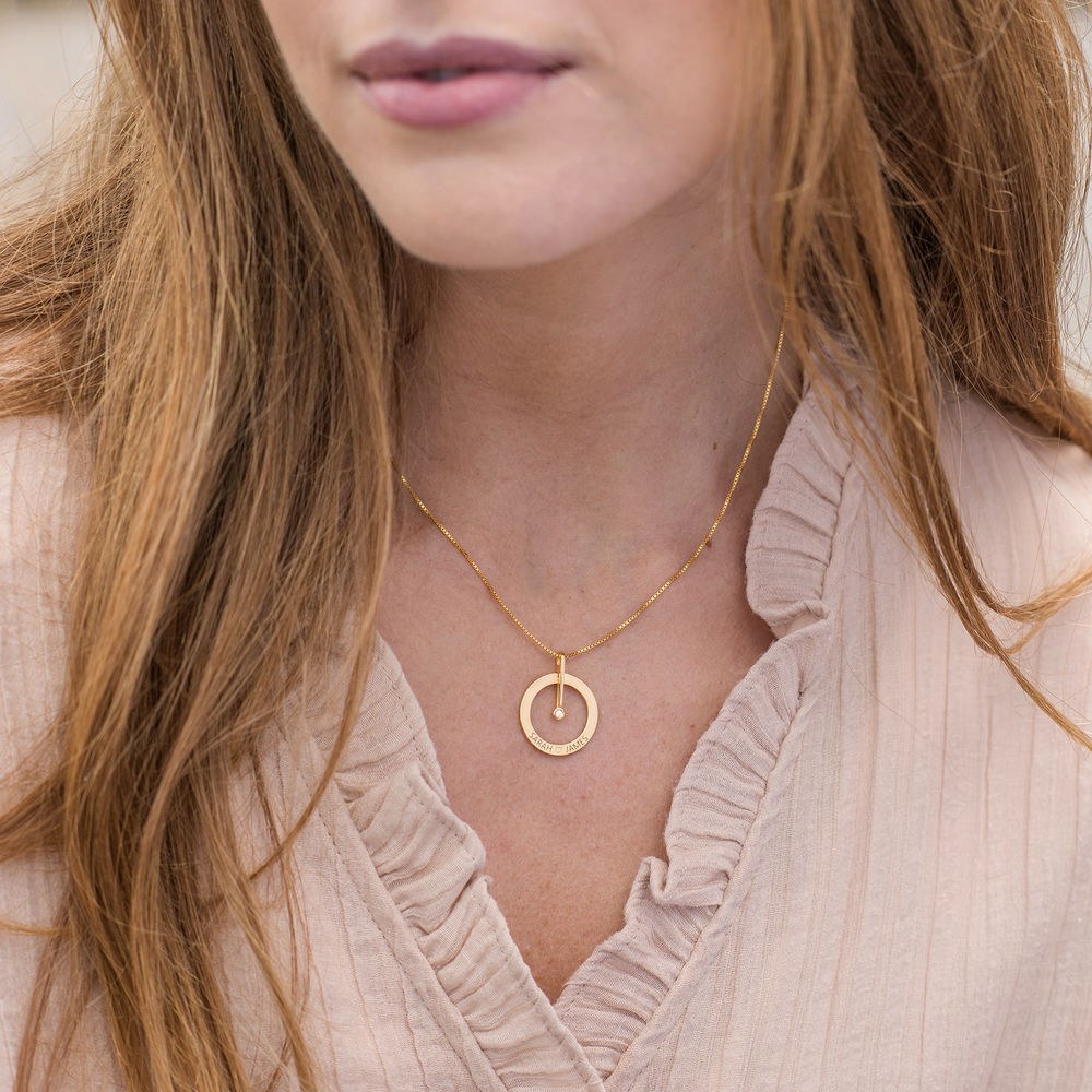 Personalized Circle Necklace with Diamond in 18K Gold Vermeil-5 product photo