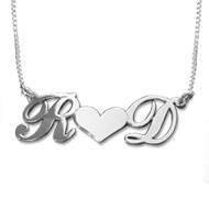 Delina Necklace with Drop Initials & 0.10CT Diamond in Sterling Silver-1 product photo