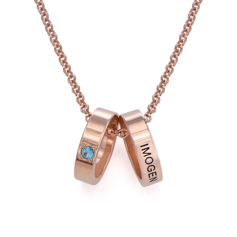 Terry Diamond Heart Necklace with Engraved Names in 18K Rose Gold Plating-1 product photo