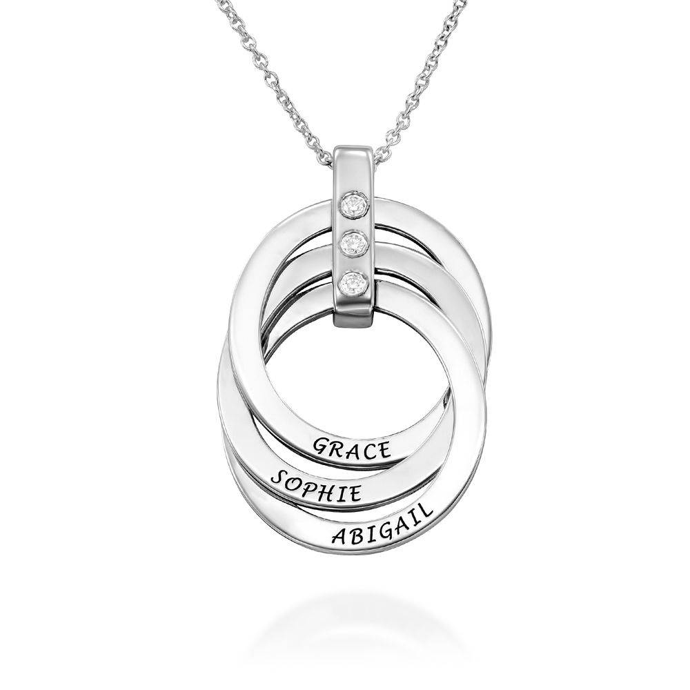 Russian Ring Circle Pendant Necklace with Diamond in Sterling Silver-1 product photo