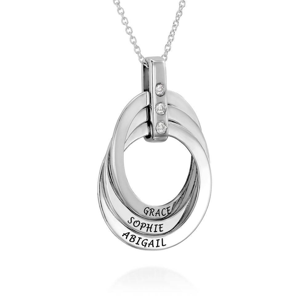Russian Ring Circle Pendant Necklace with Diamond in Sterling Silver-2 product photo