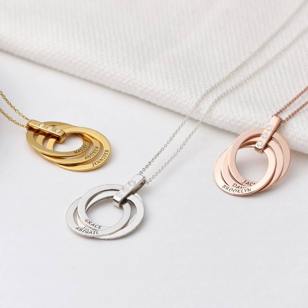 Russian Ring Circle Pendant Necklace with Diamond in Sterling Silver-3 product photo