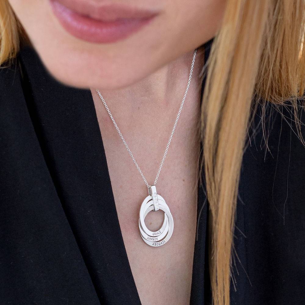 Russian Ring Circle Pendant Necklace with Diamond in Sterling Silver-5 product photo