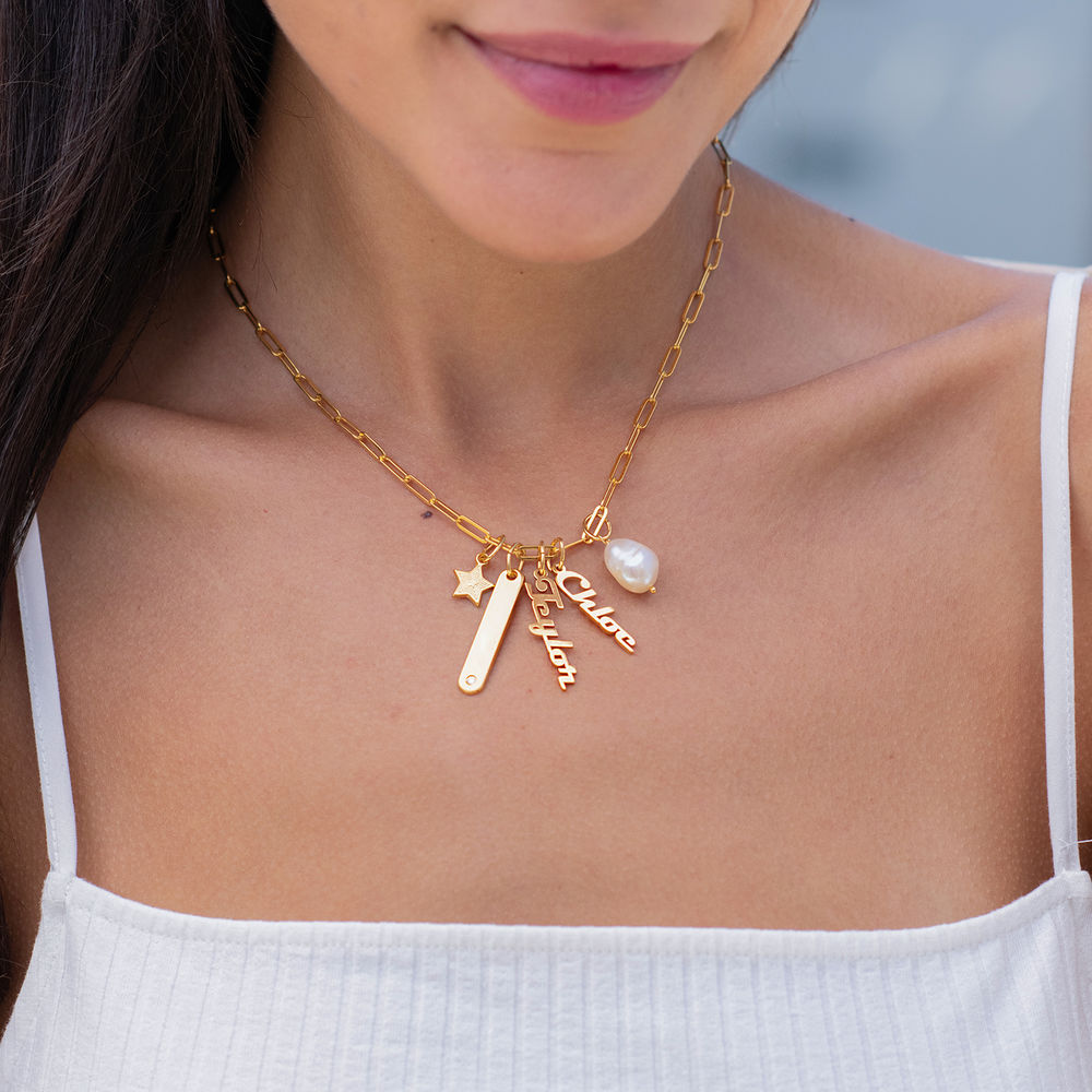 Siena Chain Bar Necklace in 18k Gold Plating-3 product photo