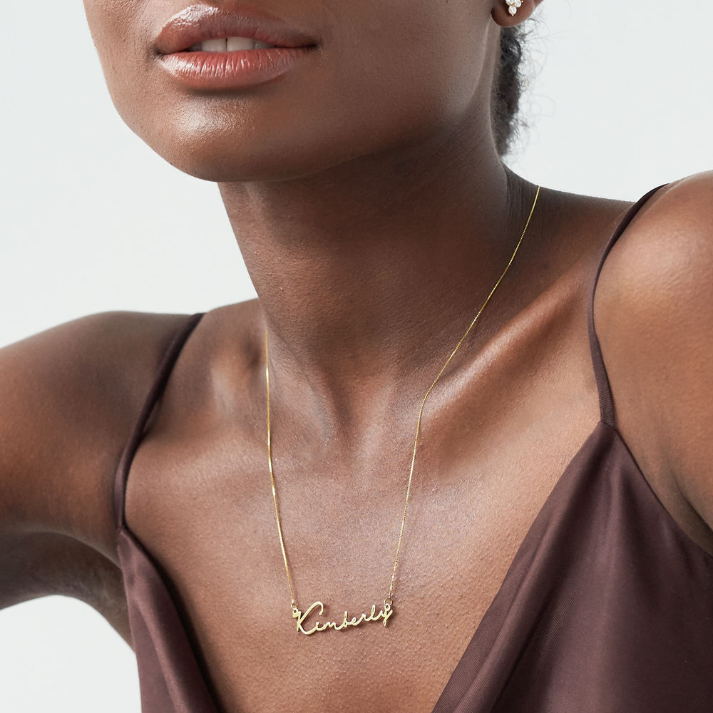 Engraved Two Heart Necklace with Diamonds in 18K Gold Vermeil-1 product photo