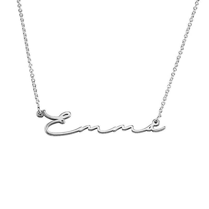 Linda Vertical Name Necklace with Diamond in Sterling Silver-1 product photo
