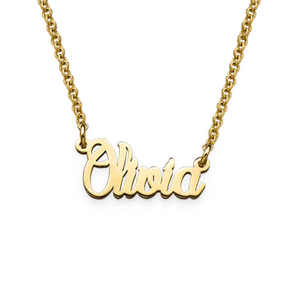 Tres Engraved Necklace with Diamonds in 18K Gold Vermeil-1 product photo