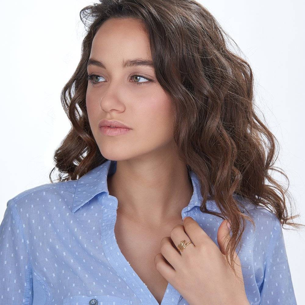 Lyla Baby Name Bracelet with Birth Flower in 18K Rose Gold Plating-1 product photo